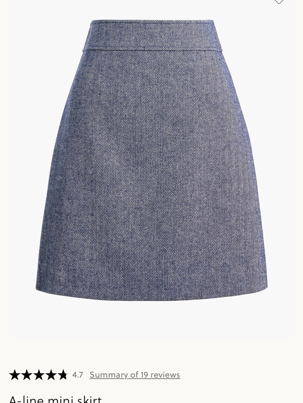 J Crew Mini Skirt in Blue Herringbone